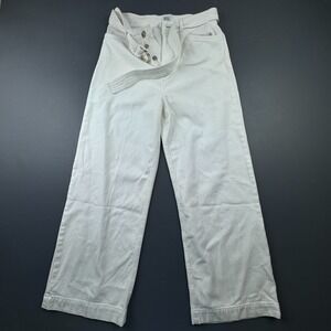 BDG Flood Wide Leg Pants Women's 29 White High Rise Belted Urban Outfitters